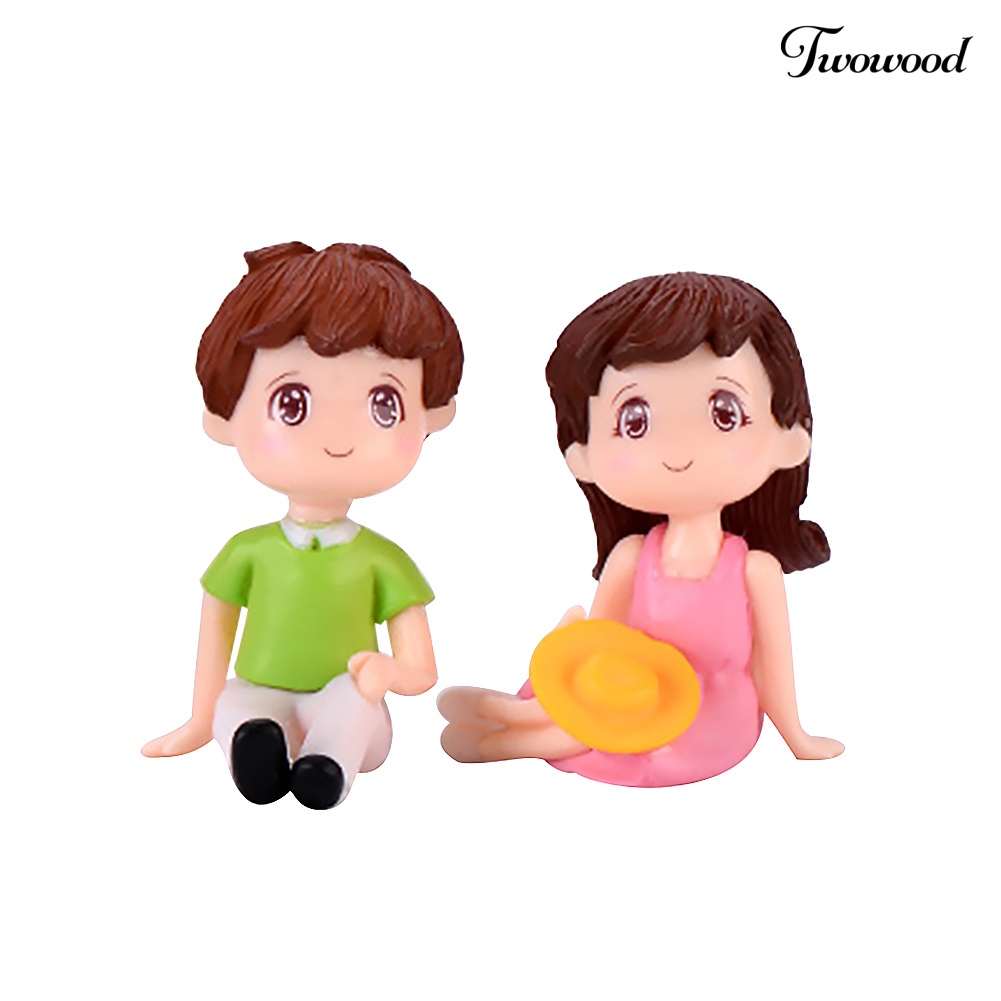 2 Pcs Ornamen Figure Mini Model Anak Laki-Laki Dan Perempuan Untuk Dekorasi