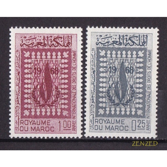 

0602 Perangko Maroko 1968 Human Rights Year 2v Mnh