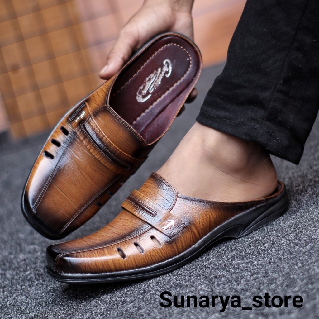 kulit asli sapi premium Sandal Pria Crododile Kulit Asli 100% Sandal Kulit Pria Casual Original Selop1