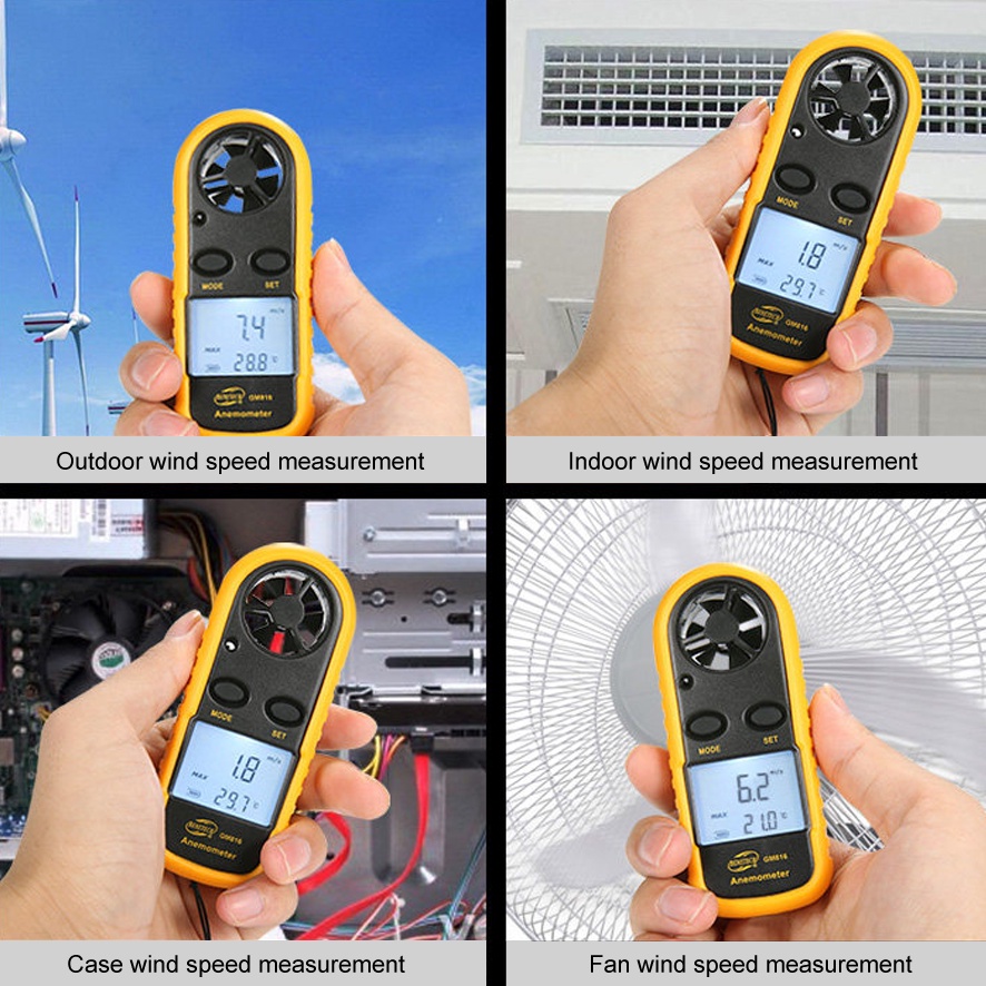 Digital Wind Anemometer GM816 Pengukur Kecepatan Angin GM 816 Tester Velocity Benetech Anemo Meter