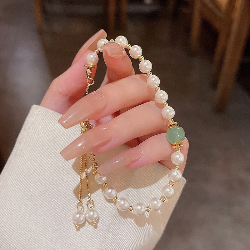 Gelang Mutiara Chalcedony Hijau Untuk Wanita