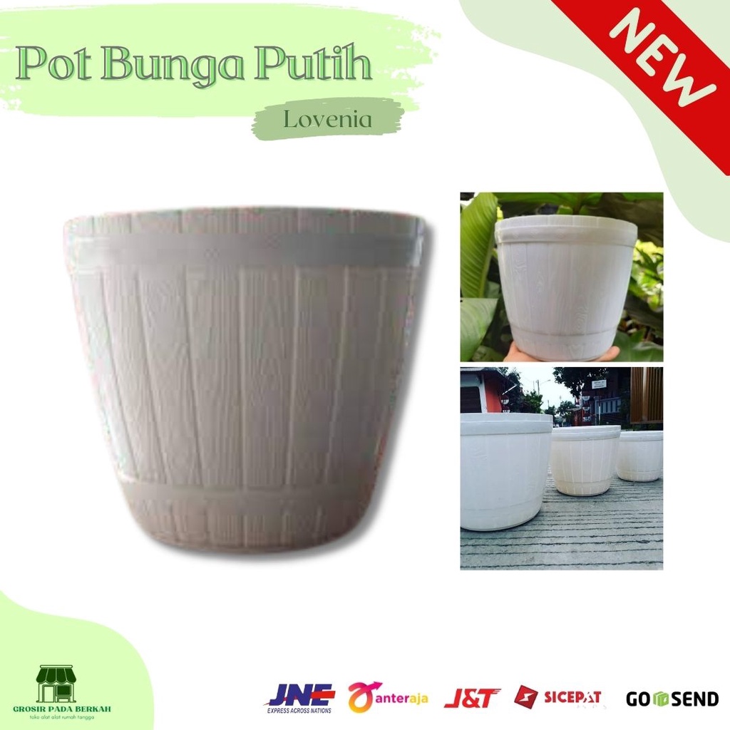 GPB - Pot Bunga Putih - Pot / Vas Bunga Lovenia Bahan Plastik