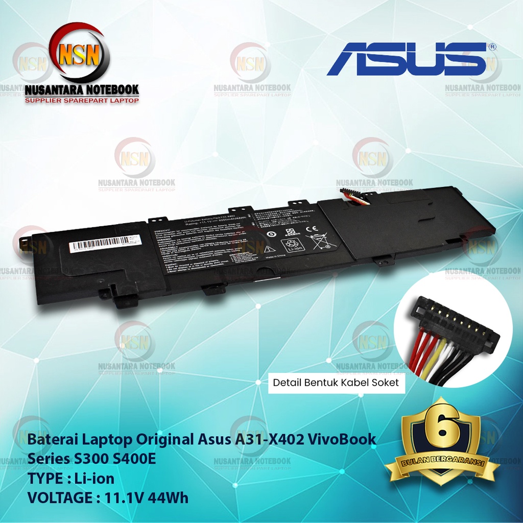 Baterai Original Asus C31-X402 VivoBook S300 S400 S400C S400CA S400E