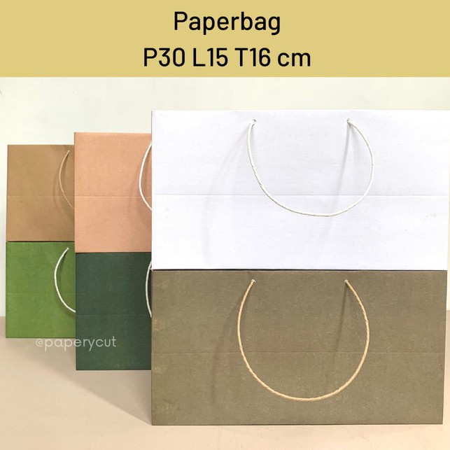 

Paperbag Tas Kertas Kraft Warna Polos Goodie Bag 30 x 15 x 16 cm