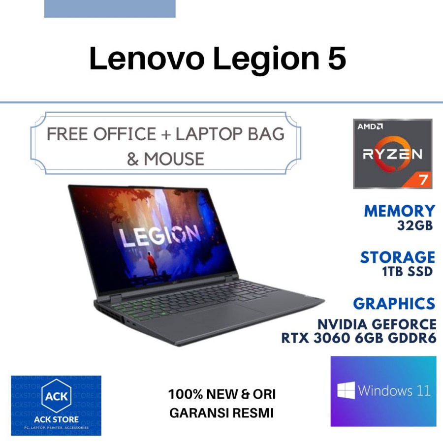 Lenovo Legion 5 PRO 15ID 16GB SSD 1TB RTX 3060 6GB W11 OHS