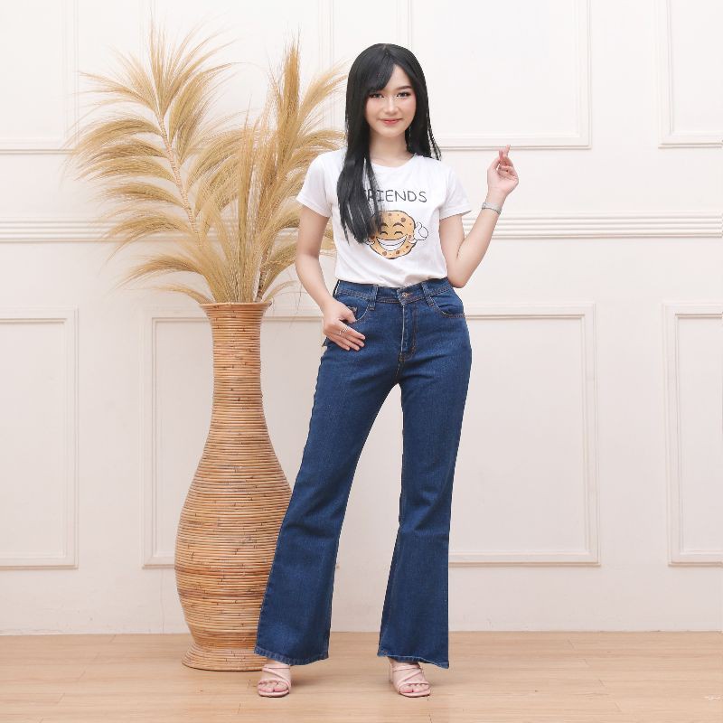 JEANS CUTBRAY HITAM LIPAT/HIGHWAIST CUTBRAY