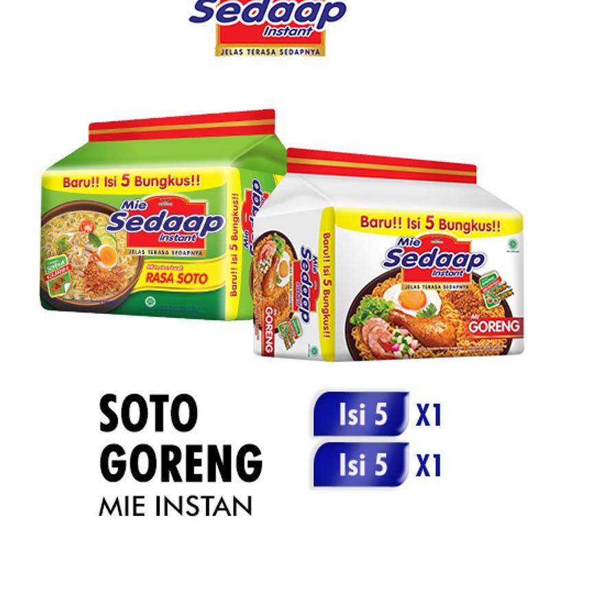 

SALE!!Mie Sedaap Soto 75 gr isi 5 + Mie Sedaap Goreng 90 gr isi 5|KD4