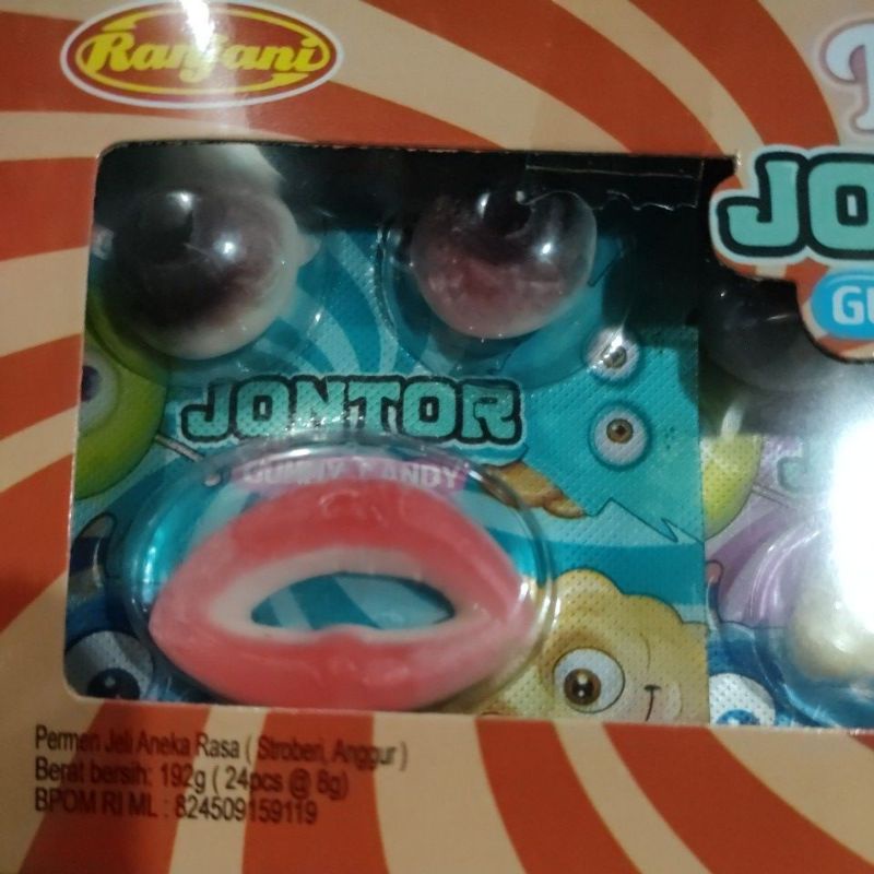 modi jontor gummy candy permen jeli aneka rasa stroberi, anggur