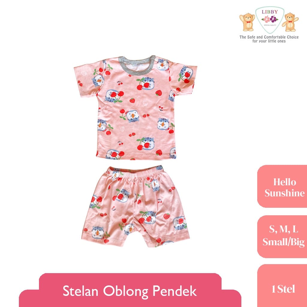 Libby Stelan Oblong Lengan Pendek Celana Pendek - Hello Sunshine Series (isi 3 Pcs) LB-SOPDK