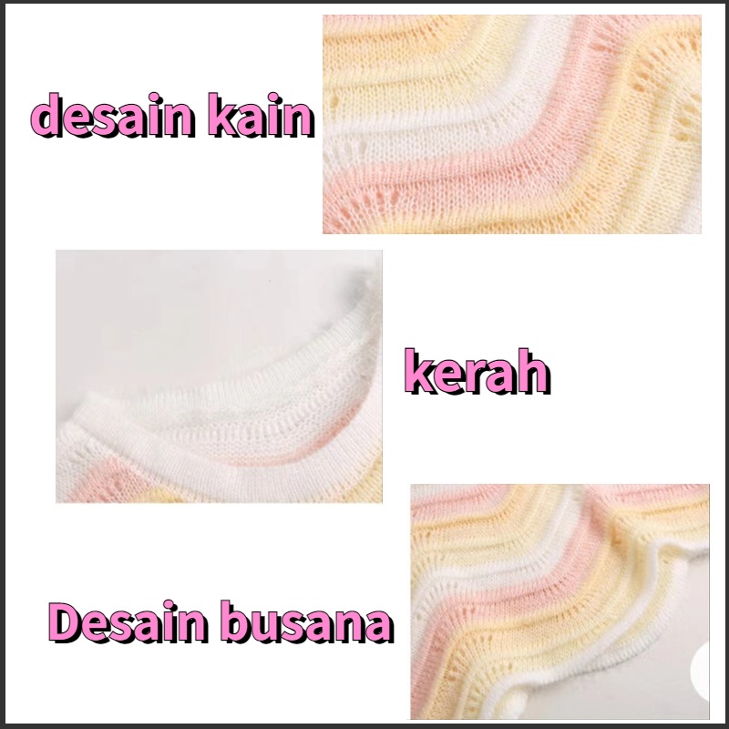 Terbaru Sweater Rajut Wanita Lengan Panjang Pullover Leher Bulat Korea Retro Knitwear Longgar Sweater Bergaris