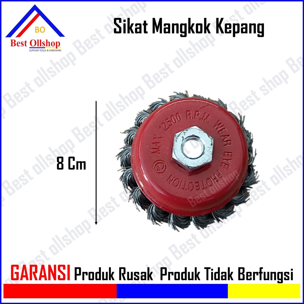 Sikat Kawat Roda / Sikat kawat / Gerinda Cup Brush / Sikat Kawat Mangkok Kuncir Kepang Baja 3 Inch Murah