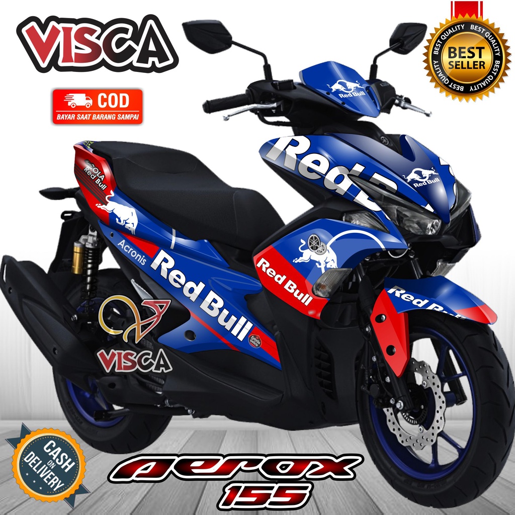 Decal Aerox 155 Old Full Body Stiker Aerox 155 Old Keren Striping Aerox 155 Old Variasi  Red Bull