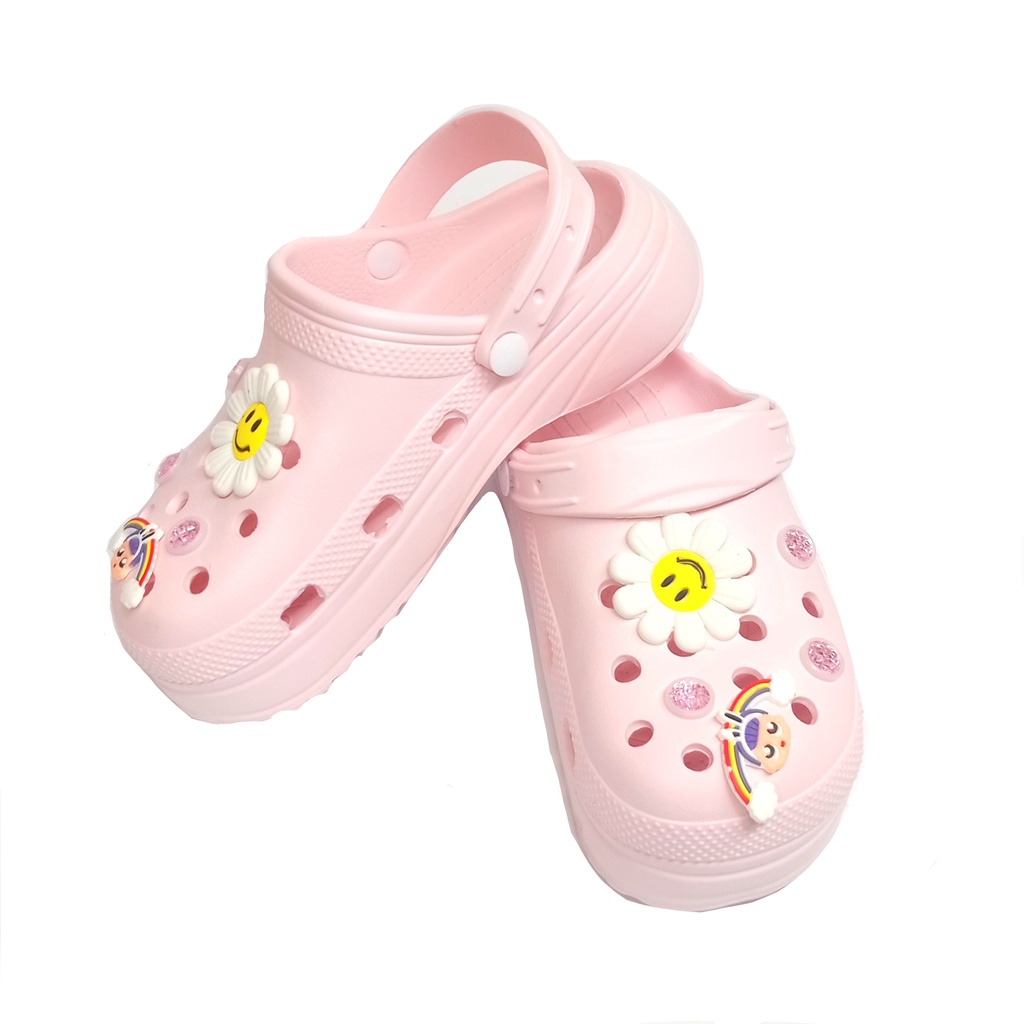 Sandal Clogs Wanita Dewasa Korean Style Fuji Putih