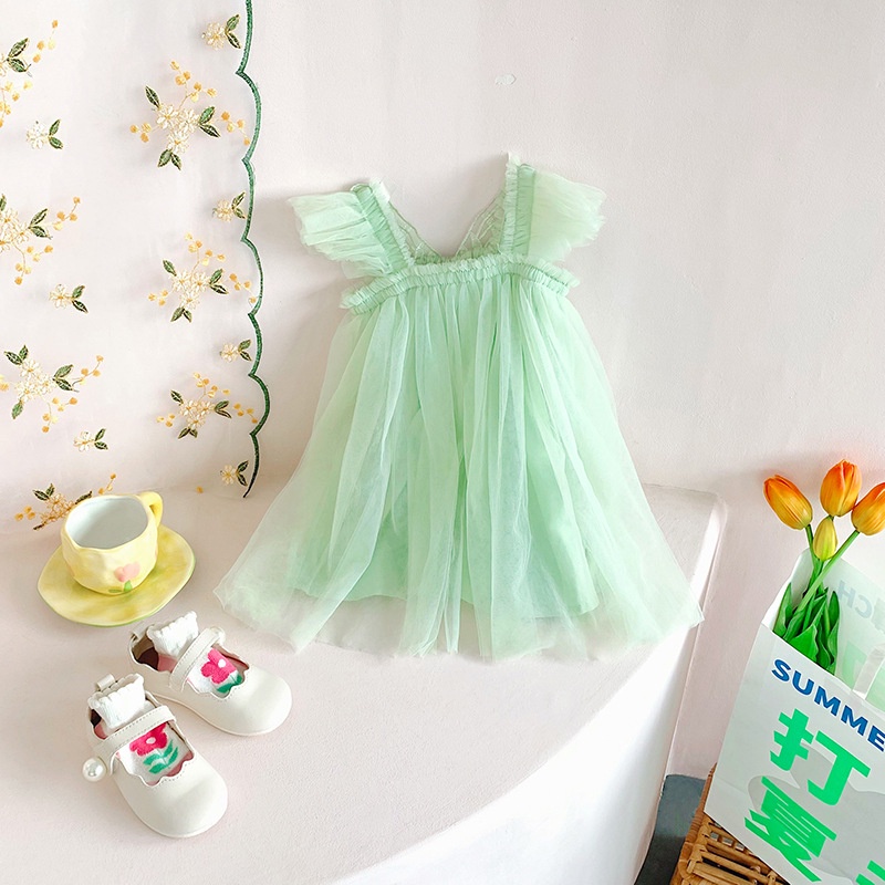 DSK01 NEW Dress sayap  kupu-kupu / dress tanpa lengan anak perempuan banyak warna