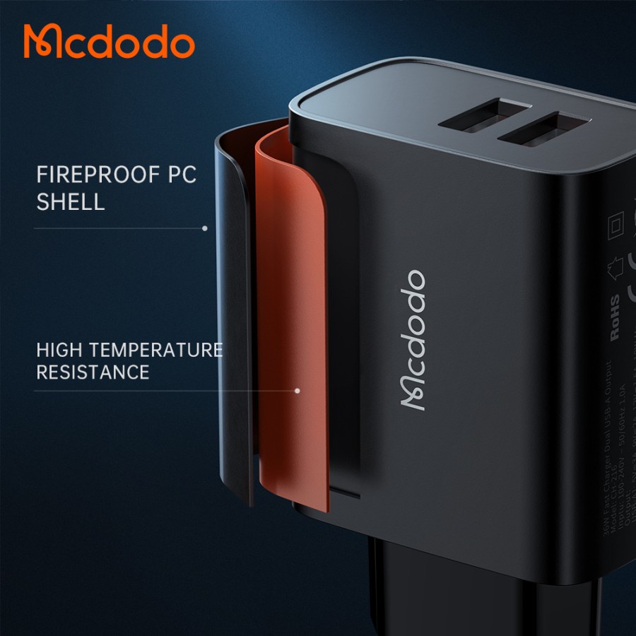 MCDODO SUPER FAST CHARGING 36W SAMSUNG HUAWEI 5A USB C USB A QC 4 Adaptor Charger VOOC Samsung Chasan casan cas