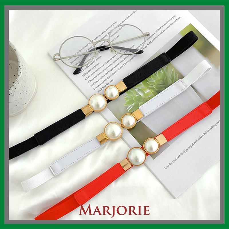 Temperamen Retro Pearl Sepasang Ladies Thin Belt Dresses Loose Elastic Belt Terhubung Segel Pinggang Sempit Sodoo-MJD