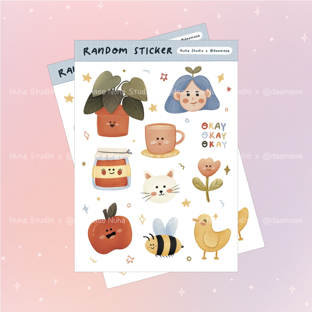 

Sticker by daamase | Random Sticker Pot Tanaman Cewek Bumi Kopi Selai Kucing Bunga Apel Lebah Ayam | Aesthetic Sticker Estetik Stiker HP Laptop Botol Cute Waterproof Scrapbook Diary Journal Bujo Anti Air