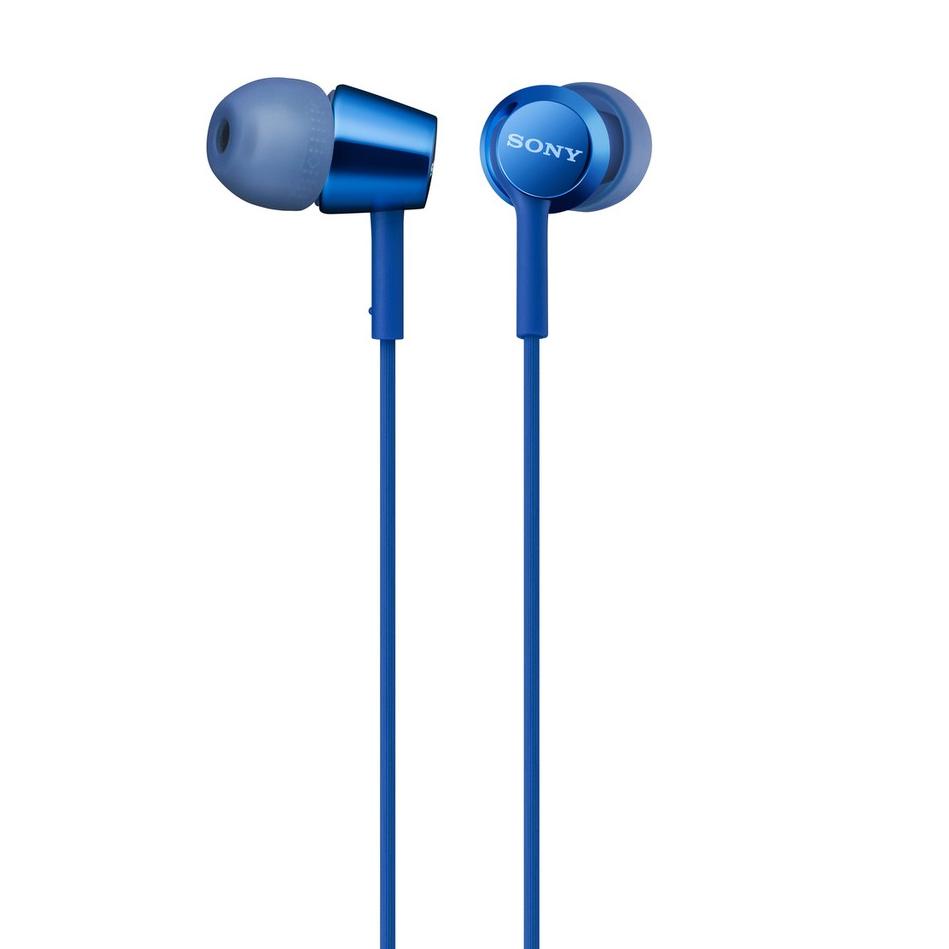 Come--Earphone Sony MDR-EX155AP Wire Headset With Microphone - Blue SONY Earphone Original