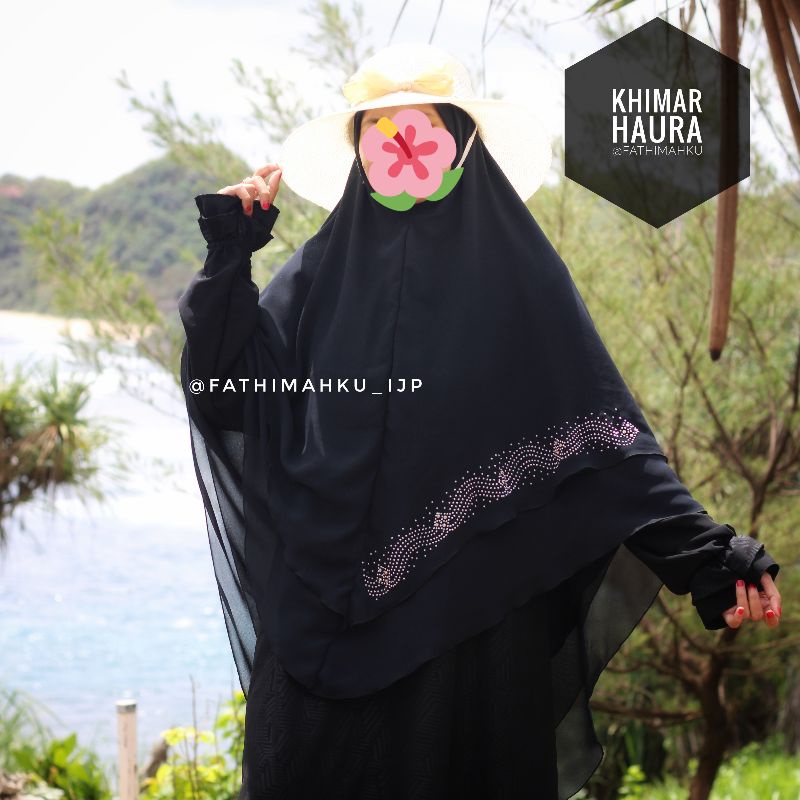 Khimar Haura Ceruty 2 layer Manik Viral/Jilbab Instan Jumbo Syar'i