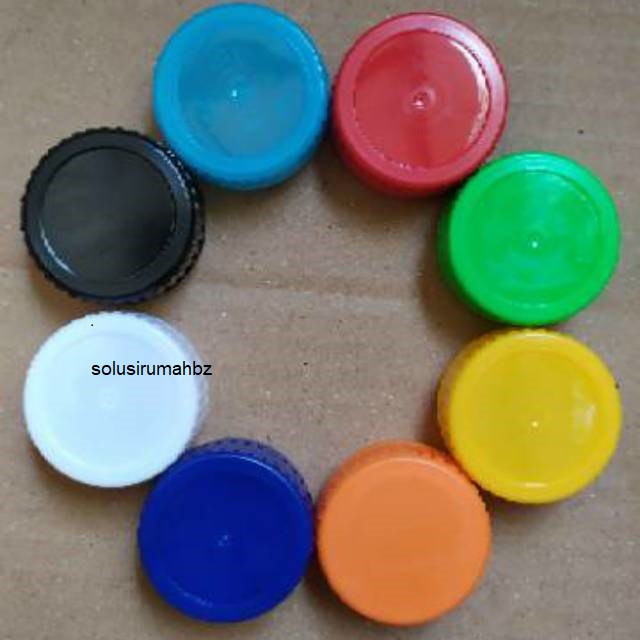 TUTUP BOTOL AQUA KEMASAN neck 30mm 30 mm warna random boleh tulis bila kosong random