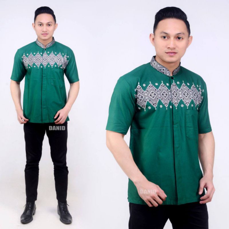 Koko Bordir Kombinasi Batik Lengan Pendek Terlaris Size M, L, XL #5 ( ORIGINAL )