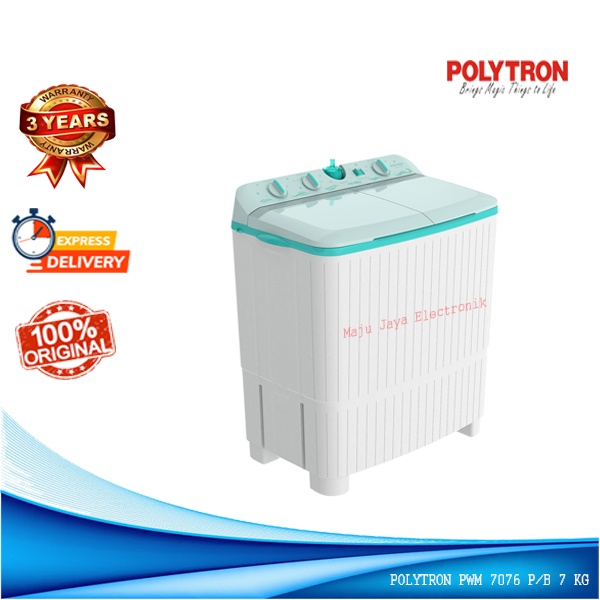 Mesin Cuci 2 Tabung POLYTRON PWM 7076 Water Selector Cuci Pengering 7 KG