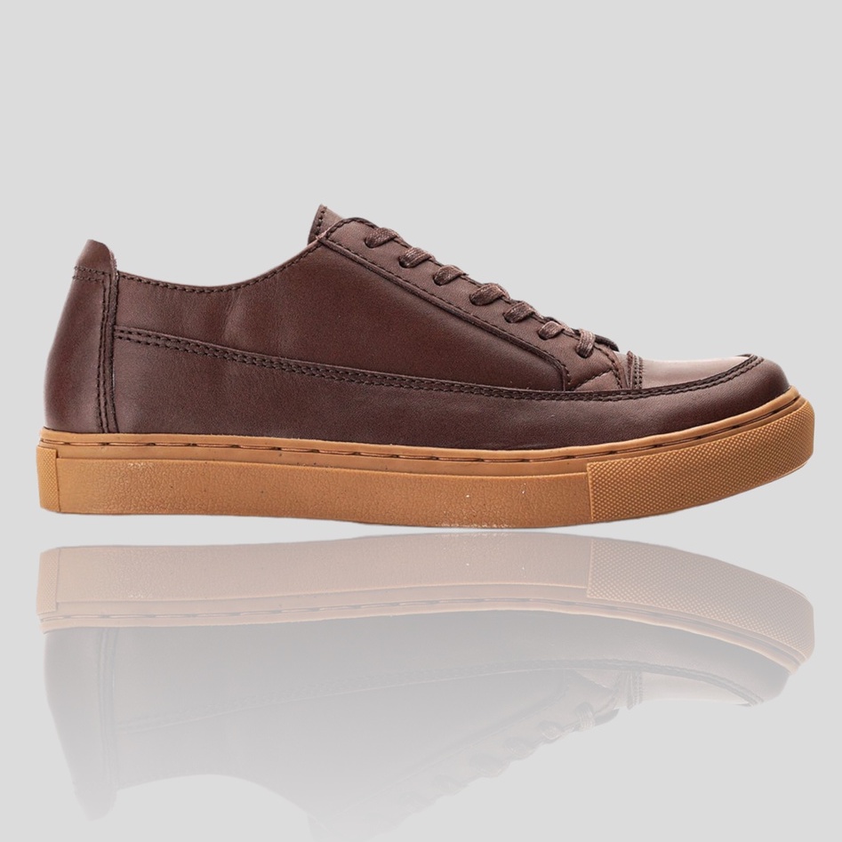 Olaf Brown (Kulit Asli) - Sepatu Sneakers Pria Casual Sneker Pria Cowok Original