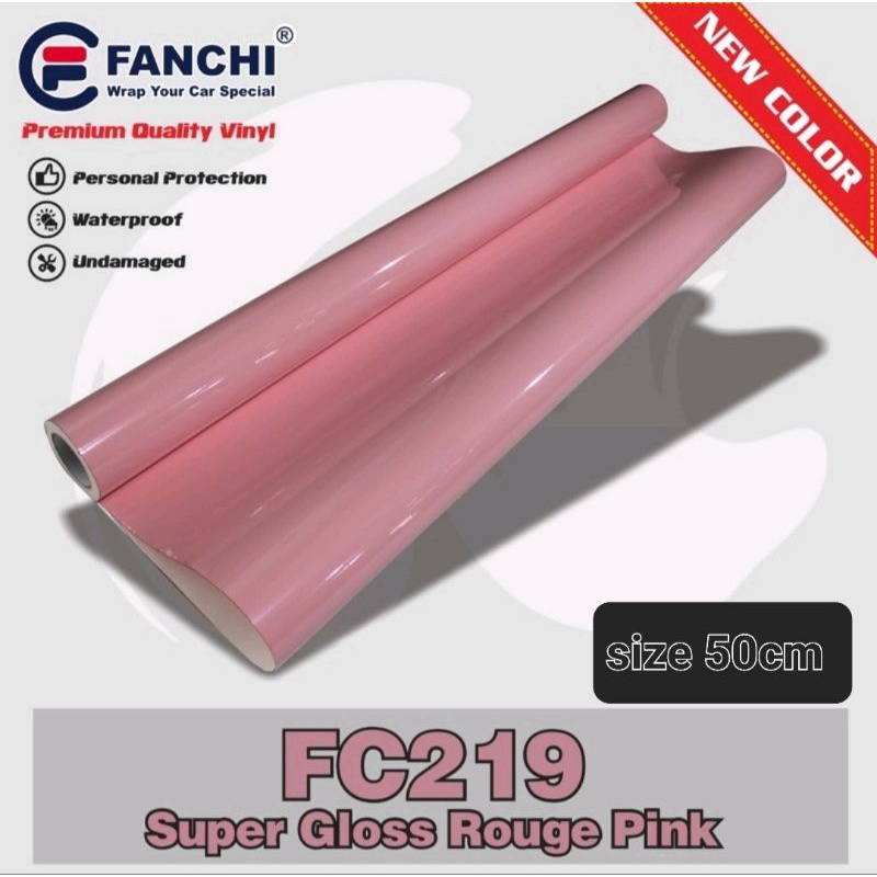 Sticker Fanchi FC219 Super Gloss Glossy Rouge Pink Premium Wrap per 50cm