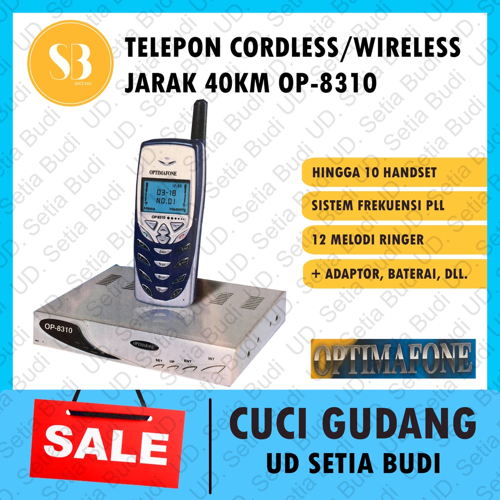 Telepon Cordless / Wireless Optimafone Jarak 40KM OP-8310 Baru dan Murah