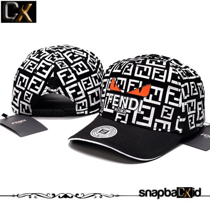 Topi Fendi Mata Full Print Hitam Putih Premium Import Cx