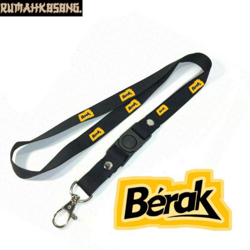 

lanyard BERAK / tali lanyard brand gantungan leher name tag id card / pods / brand lokal