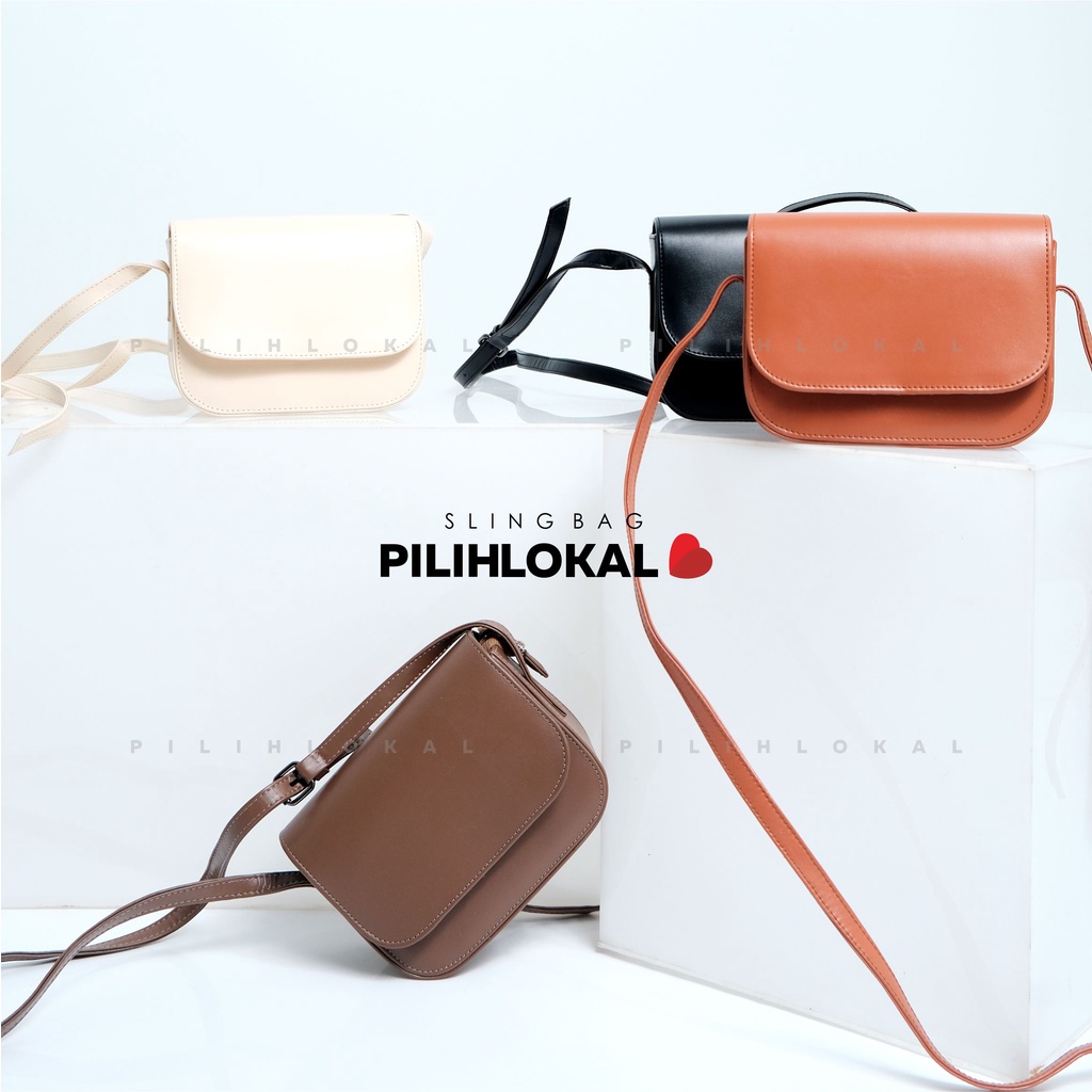 Pilihlokal - Terlaris Sling Bag Polos Simple Wanita Remaja Tas Slempang Kulit Kasual Mini Bahu Cewe Fashion Lucu Terbaru 2022 Untuk Jalan Jalan2 Hangout Shoulderbag Oxana Casual Kecil Cewek Waterproof Murah Korean Style Kekinian Black Hitam Putih Coklat