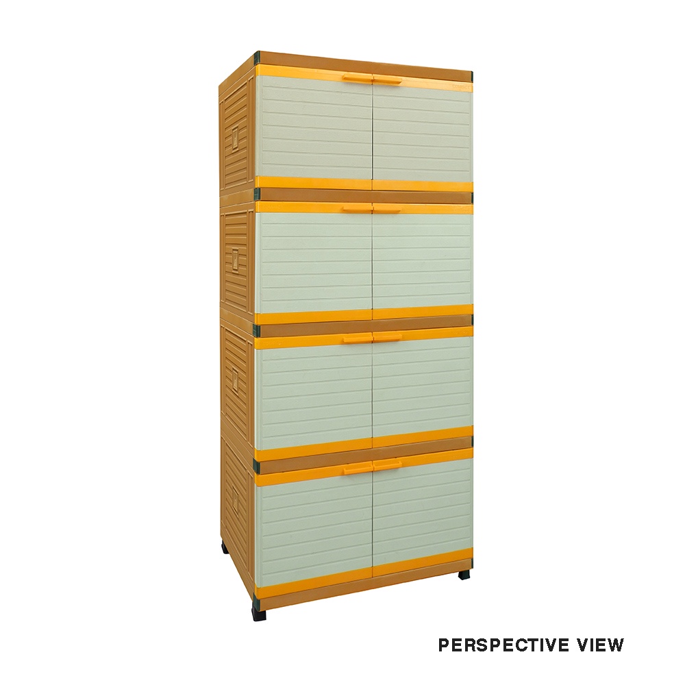 Lemari Plastik Club CWSP Susun 4 / Lemari Baju Pakaian Motif Kayu