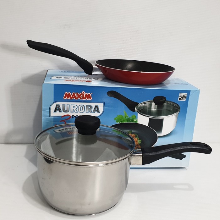 Panci Set Maxim Aurora Series 3pc Frypan 20cm Sauce Pan 18cm