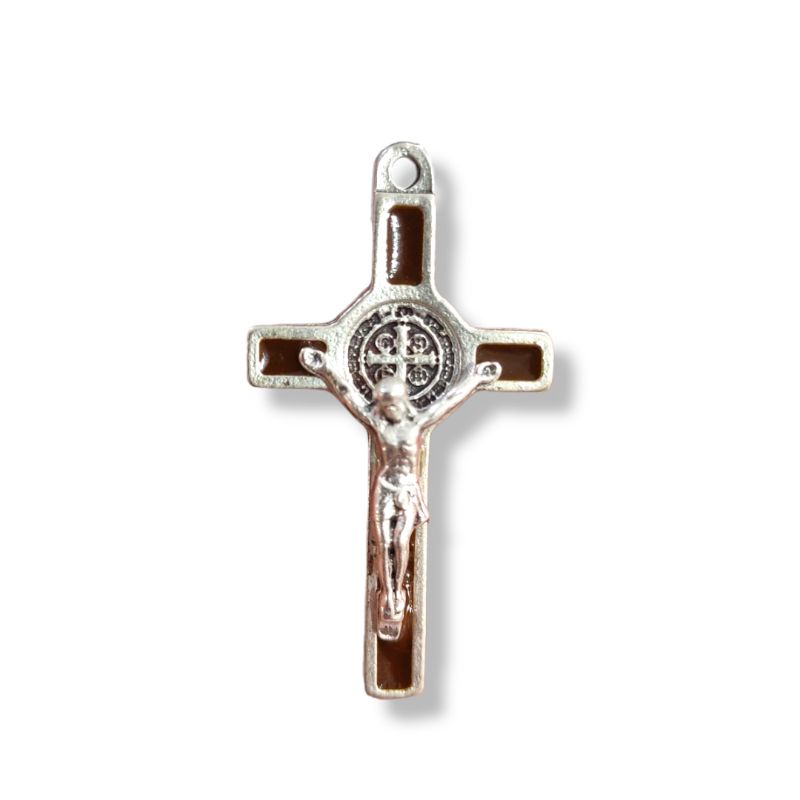 Liontin Salib Benediktus Impor Italy 4cm Silver