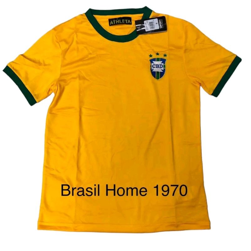 Jersey negara brazil home retro 1970 grade ori