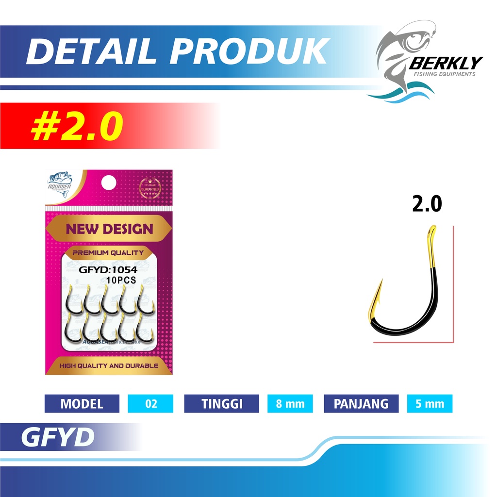 Berkly Official Shop Kail Pancing Gold Hitam 10pcs High Carbon Steel Barbed Fishing Hook Tackle Kail GFYD-2.0#10pcs