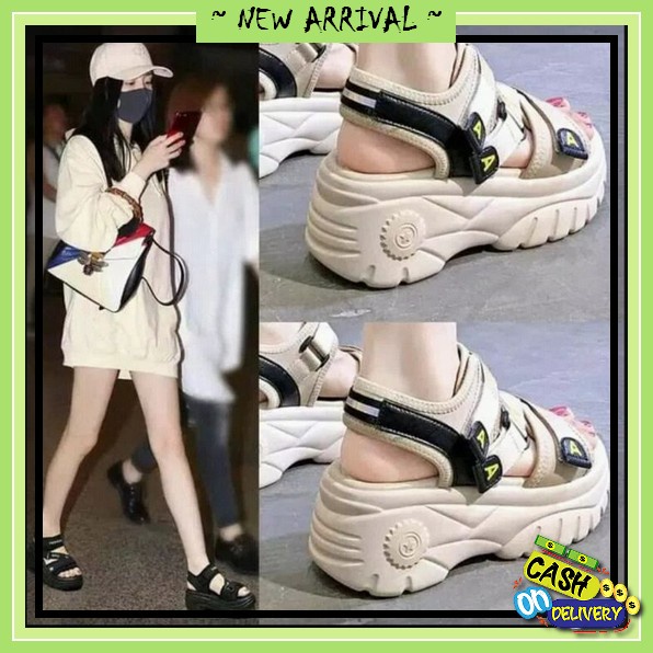 Sandal Gunung Wanita Korea Hits Dan Lucu Cream And Black Sandal Tali Wanita Sandal Gunung Sandal Cas