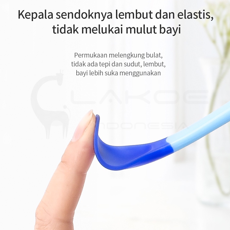 SENDOK GARPU MAKAN BAYI DENGAN SENSOR SUHU PANAS / SENDOK SILIKON / SENDOK MPASI LEMBUT