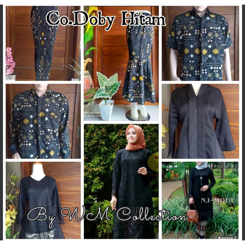 WM<Couple Batik motif Doby Hitam Sarimbit Batik Kemeja Lengan Panjang couple Keluarga Kebaya Modern
