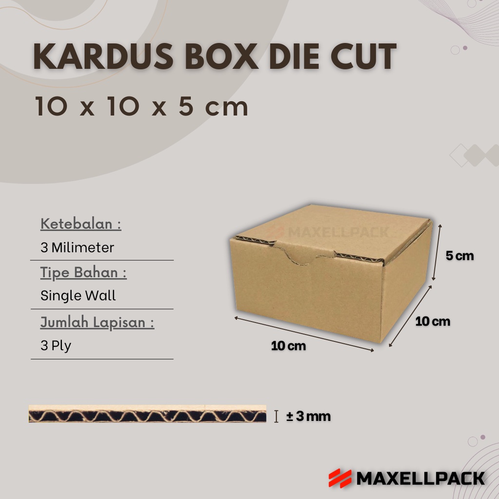 

Kardus Box Die Cut 10x10x5 CM Kotak Packing Kue Makanan Hampers Polos
