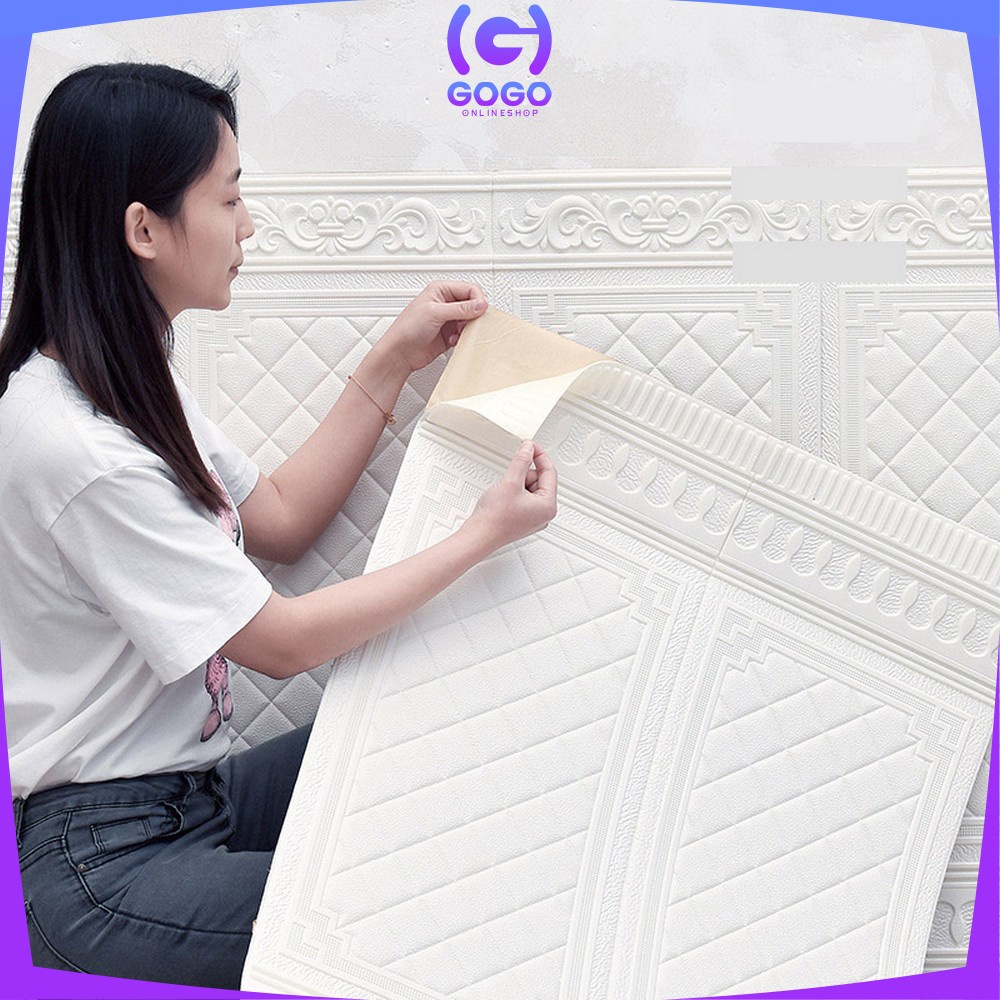 GOGO-C217 - C224 Wallpaper 3D Foam Motif / Wallfoam Sticker Dinding Kamar / Walpaper Dinding Bata