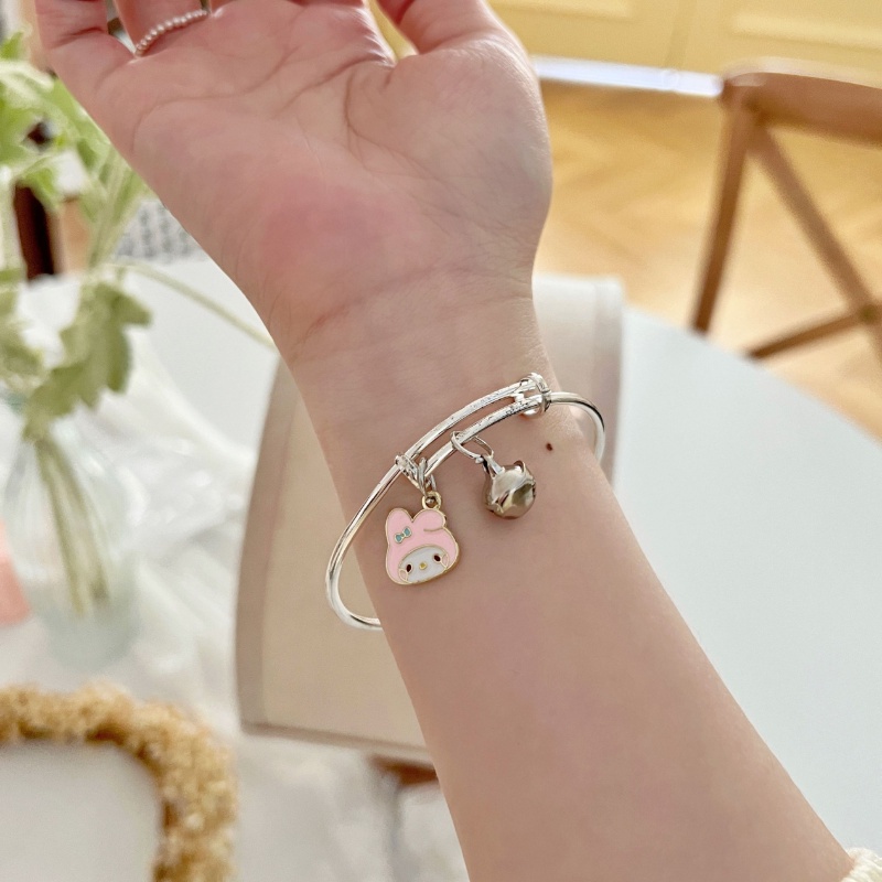 Roselife Gelang Tangan Rantai Adjustable Motif Kartun Cinnamoroll Melody Kuromi Untuk Pasangan / Pria / Wanita