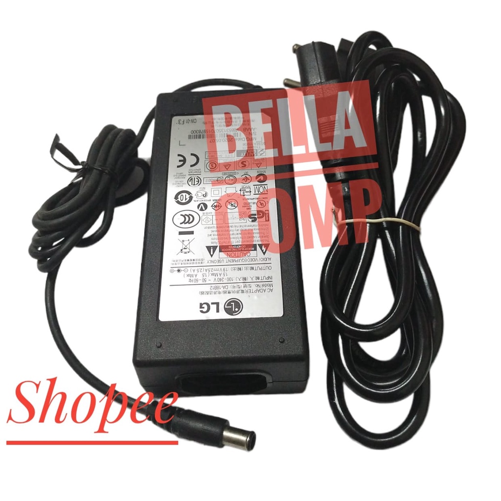 19V 2.5A 47.5W Untuk LG Monitor LCD TV 19&quot; 20&quot; 22&quot; 23&quot; 24&quot; 27&quot; 29'' 32&quot; Plus Kabel Power / AC Adapter Charger Casan LED LCD Monitor LG 19V 2.5A 6.5X4.4mm