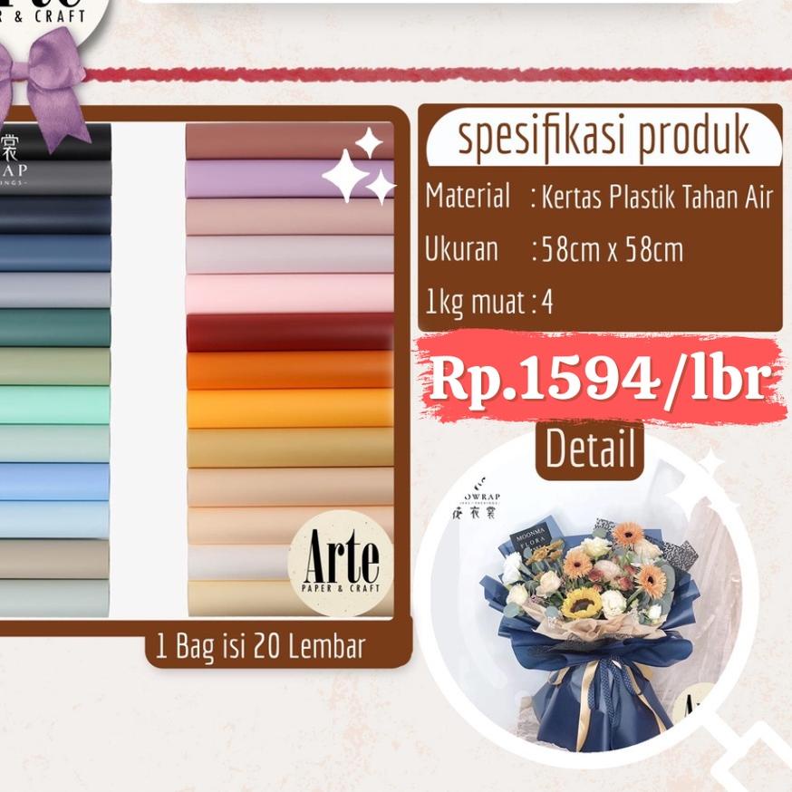 

BAYAR DITEMPAT✔️20 Lembar Cellophane Solid Matte Kertas Buket Korea Bunga Flower Wrapping Bouquet Paper Kado Murah Arte Grosir Jakarta P.HX-001|SQ9