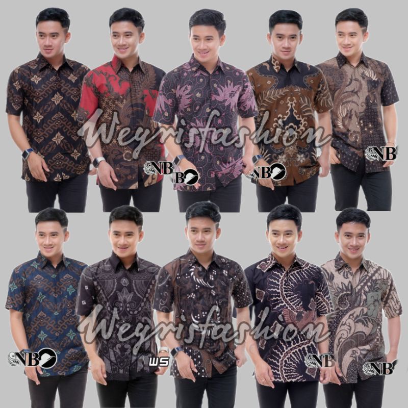 Hem Batik Pria Lengan Pendek Baju Batik Bahan Katun Halus Motif Terbaru Tahun 2021 Ukuran M  L  XL  XXL Baju Batik Pria Lengan Pendek Modern Batik Weyrisfashion