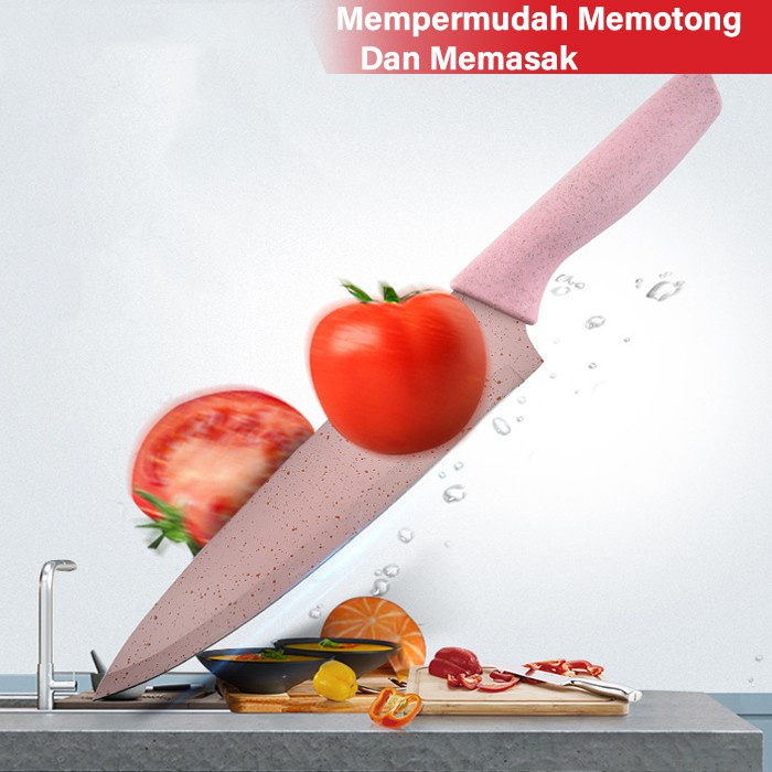 GM Bear Pisau Dapur Set isi 6pcs 1138-Kitchen Knife Set Multicolor