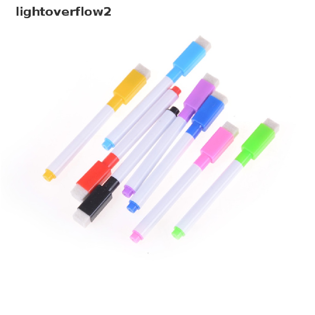 (lightoverflow2) 5pcs / set Spidol Papan Tulis / Jendela Warna-Warni Dengan Penghapus Untuk Kantor