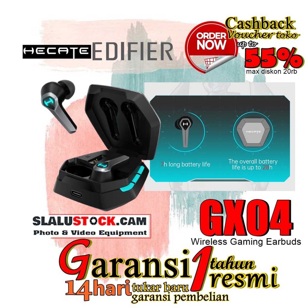 EDIFIER HECATE GX04 WIRELESS GAMING EARBUDS HEADSET BLUETOOTH RESMI