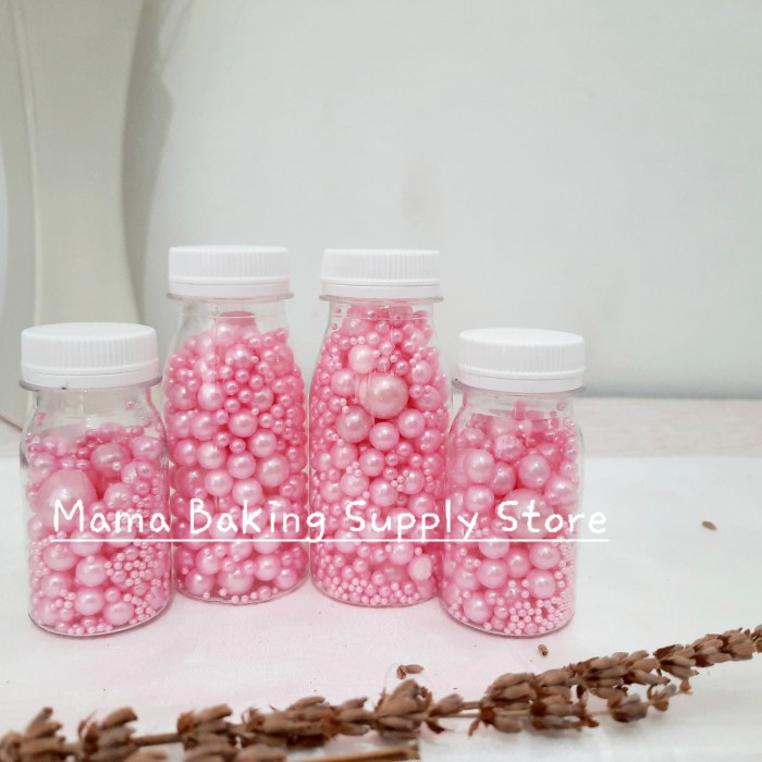 

Edible Sprinkle MIX PEARL PINK Mutiara Merah Muda Topping Decor -+50 g